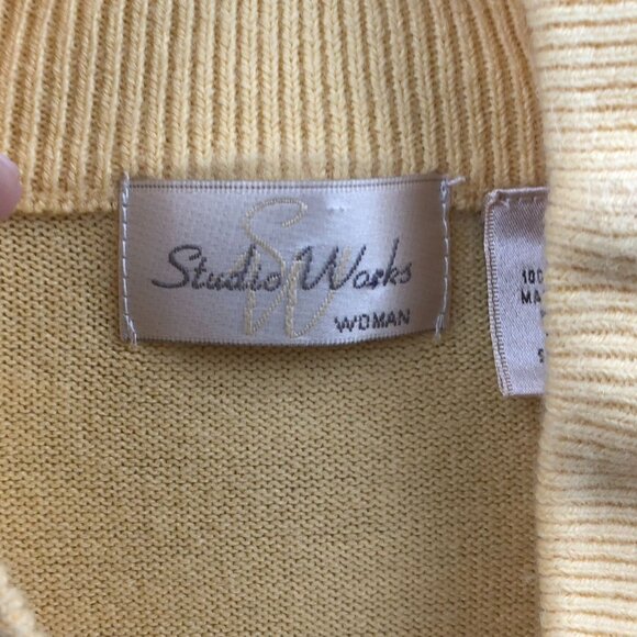Studio Works Womens Sweater Size 2X Long Sleeve High Neck Pullover Yellow Knit - Picture 3 of 8